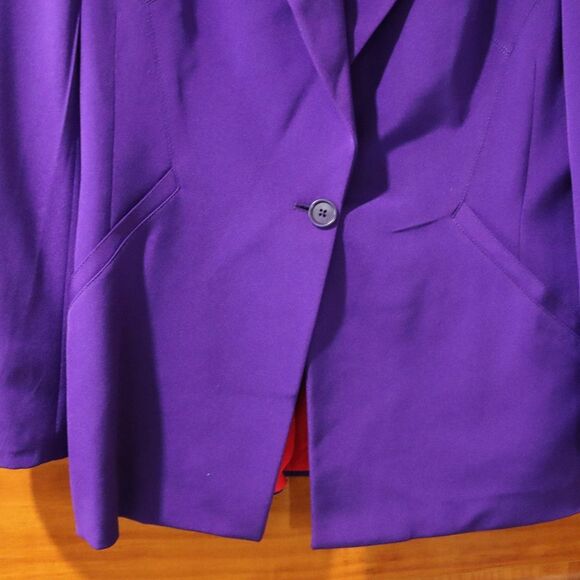 Richard Tyler Couture Vintage Purple & Red Embroidered Silk Blazer 12 - Picture 3 of 15